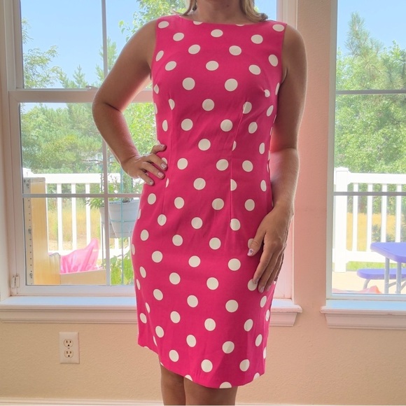Alyx Dresses & Skirts - Vintage Retro Pink Polkadot Pinup Rockabilly Sheath Dress Size 4